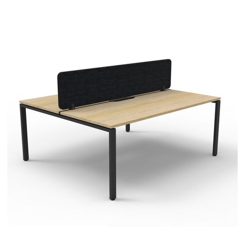 Rapid Deluxe Infinity Back to Back Workstation 2 Person With Black Eco Screen 1200Wmm per person Black Profile Leg Natural Oak Top