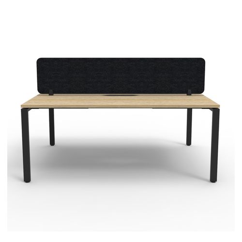 Rapid Deluxe Infinity Back to Back Workstation 2 Person With Black Eco Screen 1200Wmm per person Black Profile Leg Natural Oak Top