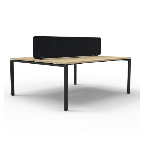 Rapid Deluxe Infinity Back to Back Workstation 2 Person With Black Eco Screen 1200Wmm per person Black Profile Leg Natural Oak Top