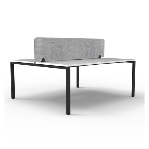 Rapid Deluxe Infinity Back to Back Workstation 2 Person With Grey Eco Screen 1200Wmm per person Black Profile Leg Natural White Top
