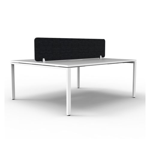 Rapid Deluxe Infinity Back to Back Workstation 2 Person With Black Eco Screen 1200Wmm per person White Profile Leg Natural White Top
