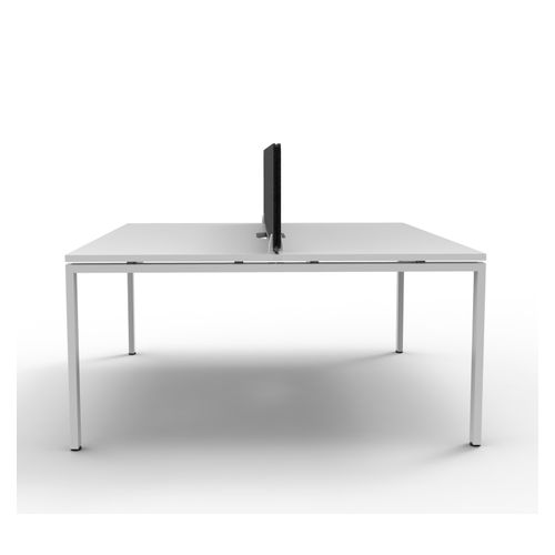 Rapid Deluxe Infinity Back to Back Workstation 2 Person With Black Eco Screen 1200Wmm per person White Profile Leg Natural White Top