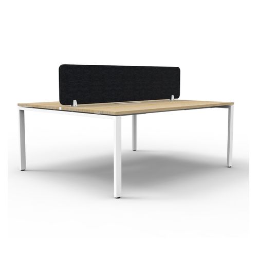 Rapid Deluxe Infinity Back to Back Workstation 2 Person With Black Eco Screen 1200Wmm per person White Profile Leg Natural Oak Top