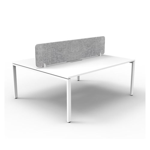 Rapid Deluxe Infinity Back to Back Workstation 2 Person With Grey Eco Screen 1200Wmm per person White Profile Leg Natural White Top