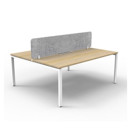 Rapid Deluxe Infinity Back to Back Workstation 2 Person With Grey Eco Screen 1200Wmm per person White Profile Leg Natural Oak Top