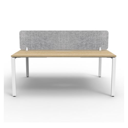 Rapid Deluxe Infinity Back to Back Workstation 2 Person With Grey Eco Screen 1200Wmm per person White Profile Leg Natural Oak Top