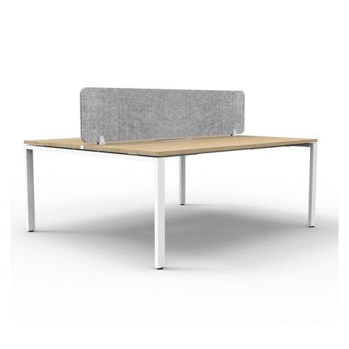 Rapid Deluxe Infinity Back to Back Workstation 2 Person With Grey Eco Screen 1200Wmm per person White Profile Leg Natural Oak Top