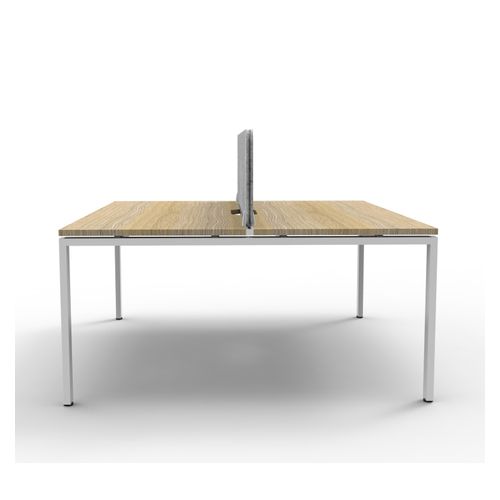 Rapid Deluxe Infinity Back to Back Workstation 2 Person With Grey Eco Screen 1200Wmm per person White Profile Leg Natural Oak Top
