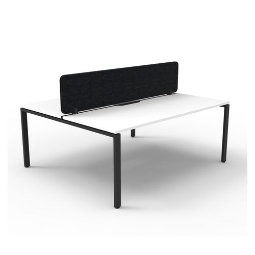 Rapid Deluxe Infinity Back to Back Workstation 2 Person With Black Eco Screen 1500Wmm per person Black Profile Leg Natural White Top