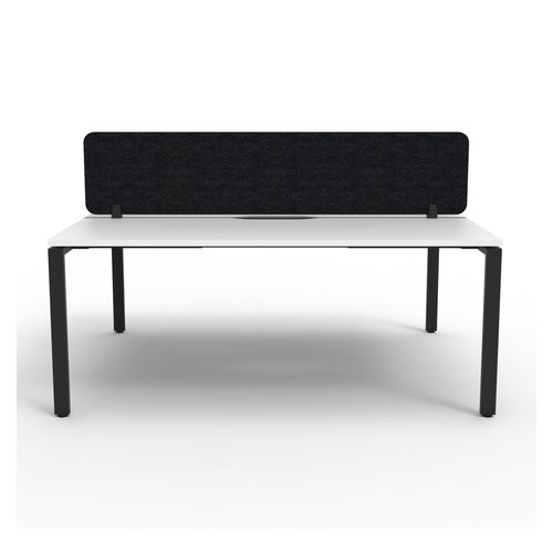 Rapid Deluxe Infinity Back to Back Workstation 2 Person With Black Eco Screen 1500Wmm per person Black Profile Leg Natural White Top
