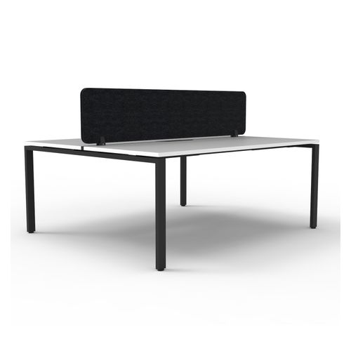 Rapid Deluxe Infinity Back to Back Workstation 2 Person With Black Eco Screen 1500Wmm per person Black Profile Leg Natural White Top