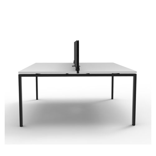 Rapid Deluxe Infinity Back to Back Workstation 2 Person With Black Eco Screen 1500Wmm per person Black Profile Leg Natural White Top