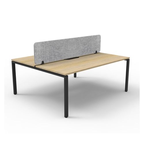 Rapid Deluxe Infinity Back to Back Workstation 2 Person With Grey Eco Screen 1500Wmm per person Black Profile Leg Natural Oak Top