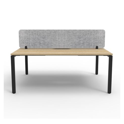Rapid Deluxe Infinity Back to Back Workstation 2 Person With Grey Eco Screen 1500Wmm per person Black Profile Leg Natural Oak Top