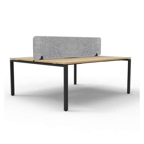 Rapid Deluxe Infinity Back to Back Workstation 2 Person With Grey Eco Screen 1500Wmm per person Black Profile Leg Natural Oak Top