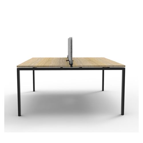 Rapid Deluxe Infinity Back to Back Workstation 2 Person With Grey Eco Screen 1500Wmm per person Black Profile Leg Natural Oak Top