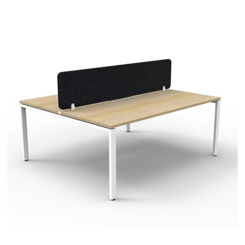 Rapid Deluxe Infinity Back to Back Workstation 2 Person With Black Eco Screen 1800Wmm per person White Profile Leg Natural Oak Top
