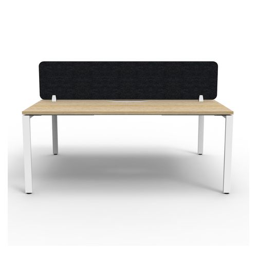 Rapid Deluxe Infinity Back to Back Workstation 2 Person With Black Eco Screen 1800Wmm per person White Profile Leg Natural Oak Top