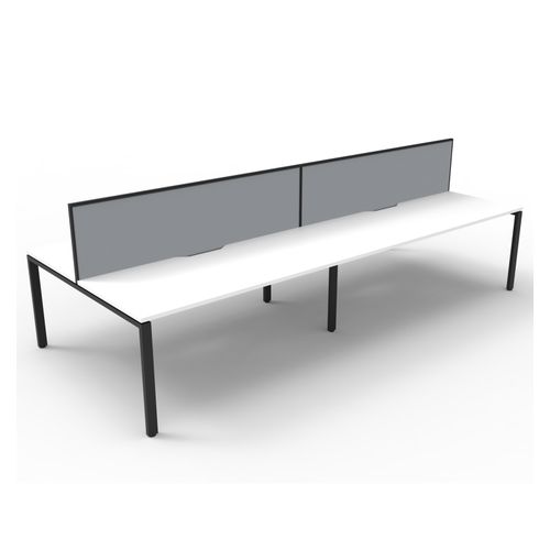 Rapid Deluxe Infinity Back to Back Workstation 4 Person With Grey Screen 1200Wmm per person Black Profile Leg Natural White Top