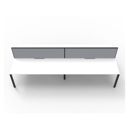 Rapid Deluxe Infinity Back to Back Workstation 4 Person With Grey Screen 1200Wmm per person Black Profile Leg Natural White Top