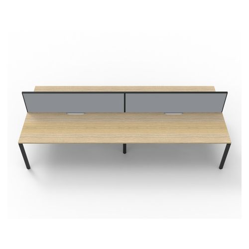 Rapid Deluxe Infinity Back to Back Workstation 4 Person With Grey Screen 1200Wmm per person Black Profile Leg Natural Oak Top