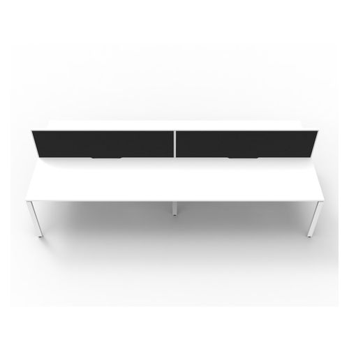 Rapid Deluxe Infinity Back to Back Workstation 4 Person With Black Screen 1200Wmm per person White Profile Leg Natural White Top