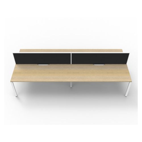 Rapid Deluxe Infinity Back to Back Workstation 4 Person With Black Screen 1200Wmm per person White Profile Leg Natural Oak Top