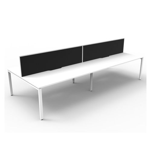 Rapid Deluxe Infinity Back to Back Workstation 4 Person With Black Screen 1800Wmm per person White Profile Leg Natural White Top