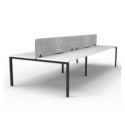 Rapid Deluxe Infinity Back to Back Workstation 4 Person With Grey Eco Screen 1200Wmm per person Black Profile Leg Natural White Top