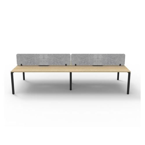 Rapid Deluxe Infinity Back to Back Workstation 4 Person With Grey Eco Screen 1200Wmm per person Black Profile Leg Natural Oak Top