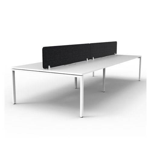 Rapid Deluxe Infinity Back to Back Workstation 4 Person With Black Eco Screen 1200Wmm per person White Profile Leg Natural White Top