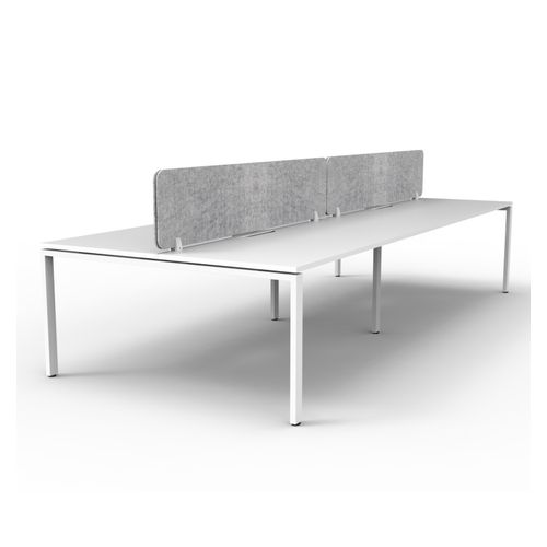 Rapid Deluxe Infinity Back to Back Workstation 4 Person With Grey Eco Screen 1200Wmm per person White Profile Leg Natural White Top