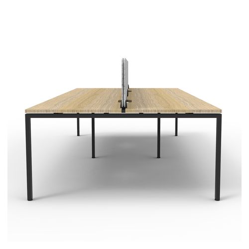 Rapid Deluxe Infinity Back to Back Workstation 4 Person With Grey Eco Screen 1500Wmm per person Black Profile Leg Natural Oak Top