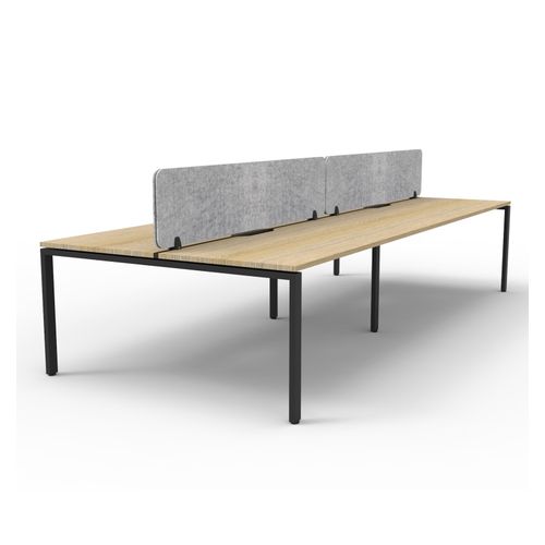 Rapid Deluxe Infinity Back to Back Workstation 4 Person With Grey Eco Screen 1500Wmm per person Black Profile Leg Natural Oak Top