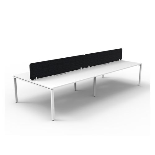 Rapid Deluxe Infinity Back to Back Workstation 4 Person With Black Eco Screen 1500Wmm per person White Profile Leg Natural White Top