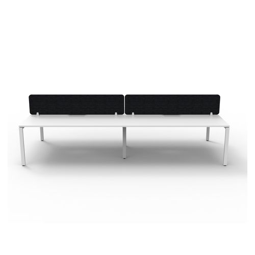 Rapid Deluxe Infinity Back to Back Workstation 4 Person With Black Eco Screen 1500Wmm per person White Profile Leg Natural White Top