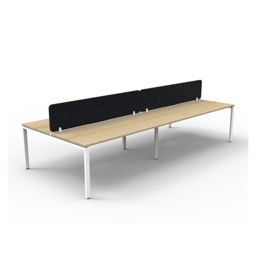 Rapid Deluxe Infinity Back to Back Workstation 4 Person With Black Eco Screen 1500Wmm per person White Profile Leg Natural Oak Top