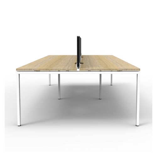 Rapid Deluxe Infinity Back to Back Workstation 4 Person With Black Eco Screen 1500Wmm per person White Profile Leg Natural Oak Top
