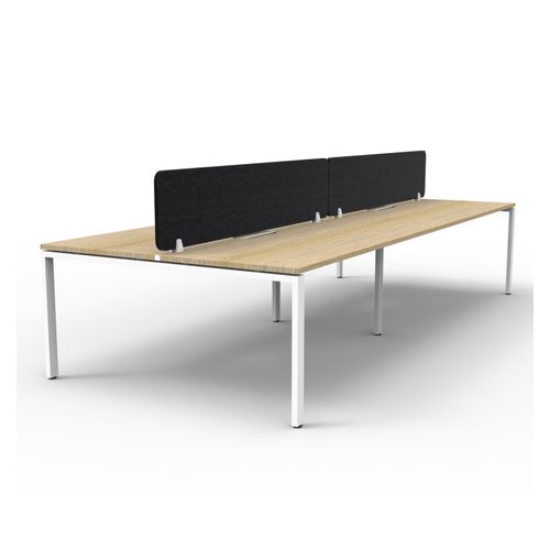 Rapid Deluxe Infinity Back to Back Workstation 4 Person With Black Eco Screen 1500Wmm per person White Profile Leg Natural Oak Top