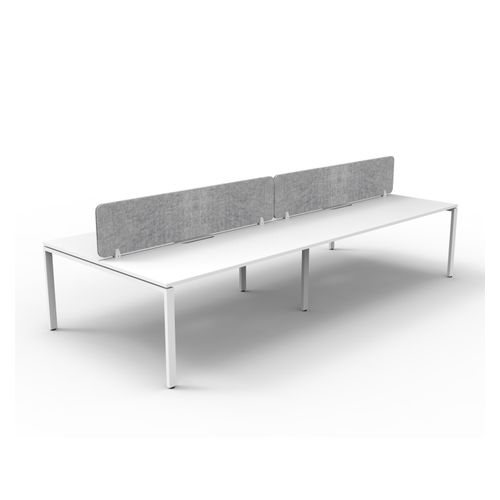 Rapid Deluxe Infinity Back to Back Workstation 4 Person With Grey Eco Screen 1500Wmm per person White Profile Leg Natural White Top