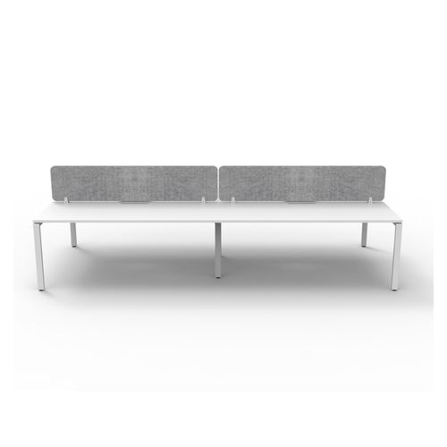 Rapid Deluxe Infinity Back to Back Workstation 4 Person With Grey Eco Screen 1500Wmm per person White Profile Leg Natural White Top
