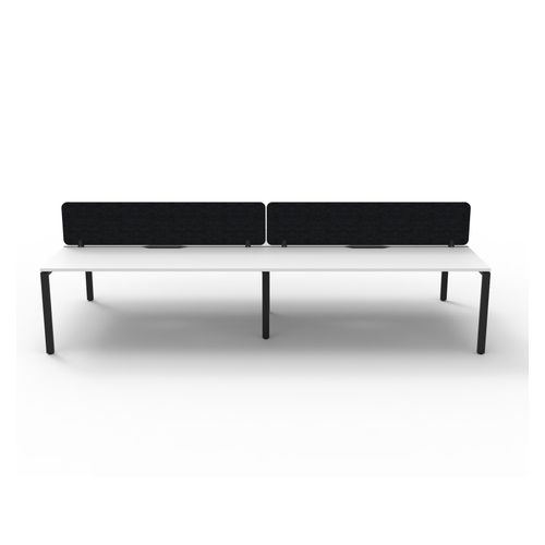 Rapid Deluxe Infinity Back to Back Workstation 4 Person With Black Eco Screen 1800Wmm per person Black Profile Leg Natural White Top