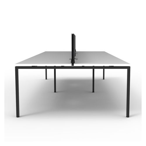 Rapid Deluxe Infinity Back to Back Workstation 4 Person With Black Eco Screen 1800Wmm per person Black Profile Leg Natural White Top