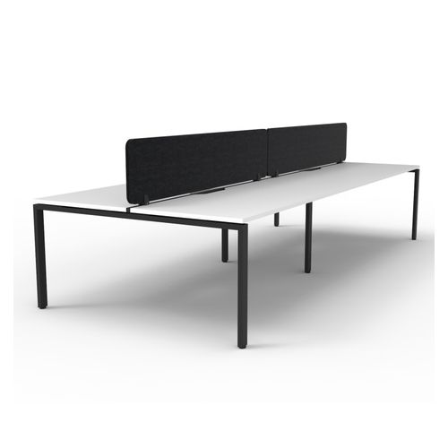 Rapid Deluxe Infinity Back to Back Workstation 4 Person With Black Eco Screen 1800Wmm per person Black Profile Leg Natural White Top