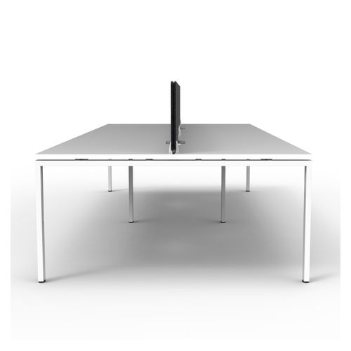 Rapid Deluxe Infinity Back to Back Workstation 4 Person With Black Eco Screen 1800Wmm per person White Profile Leg Natural White Top