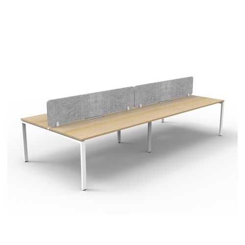 Rapid Deluxe Infinity Back to Back Workstation 4 Person With Grey Eco Screen 1800Wmm per person White Profile Leg Natural Oak Top