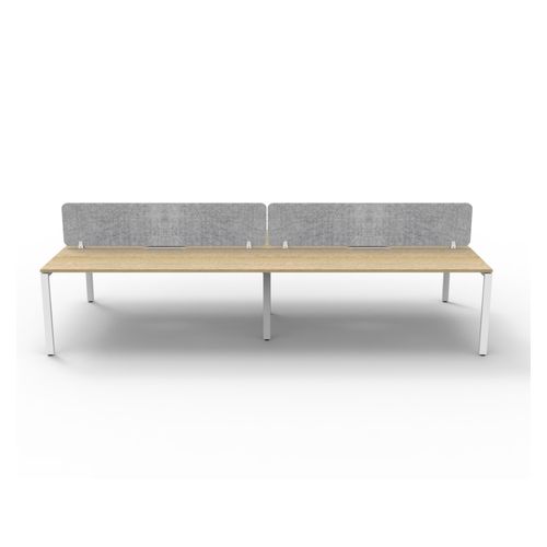 Rapid Deluxe Infinity Back to Back Workstation 4 Person With Grey Eco Screen 1800Wmm per person White Profile Leg Natural Oak Top