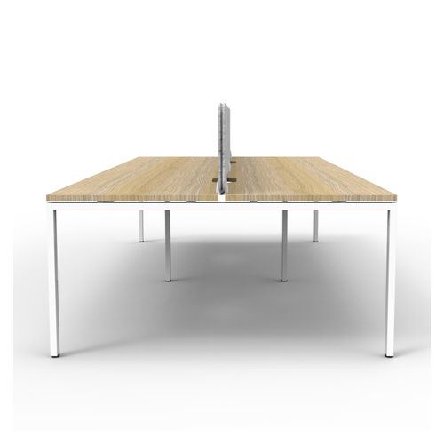 Rapid Deluxe Infinity Back to Back Workstation 4 Person With Grey Eco Screen 1800Wmm per person White Profile Leg Natural Oak Top