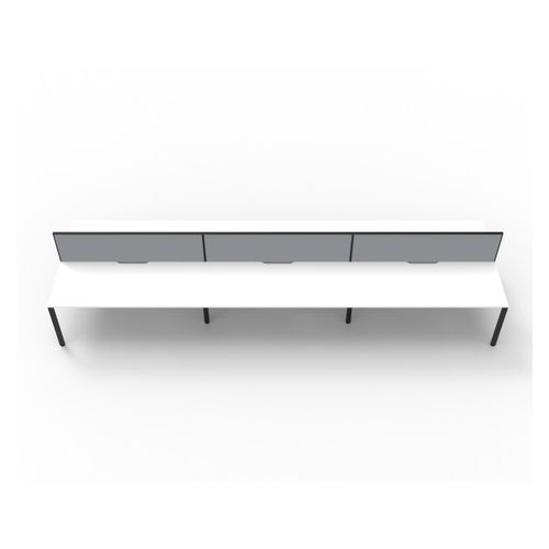 Rapid Deluxe Infinity Back to Back Workstation 6 Person With Grey Screen 1800Wmm per person Black Profile Leg Natural White Top