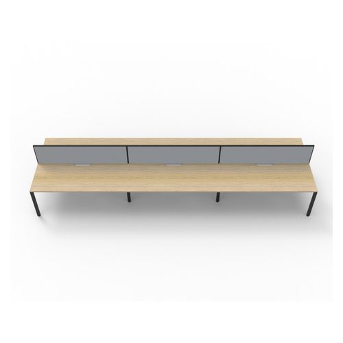 Rapid Deluxe Infinity Back to Back Workstation 6 Person With Grey Screen 1800Wmm per person Black Profile Leg Natural Oak Top